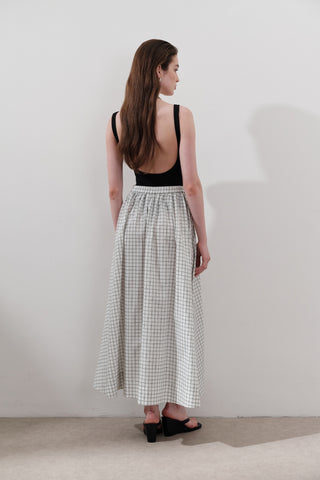 Patterned Poplin Skirt Ecru