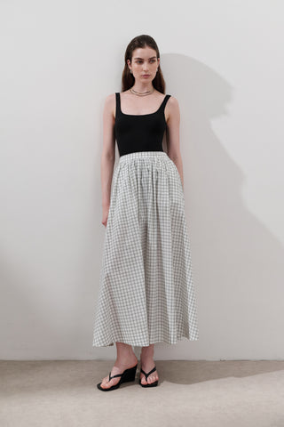 Patterned Poplin Skirt Ecru