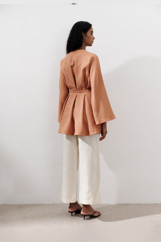 Linen Darted Tunic Orange