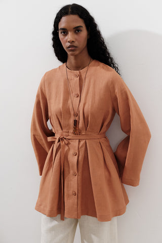 Linen Darted Tunic Orange