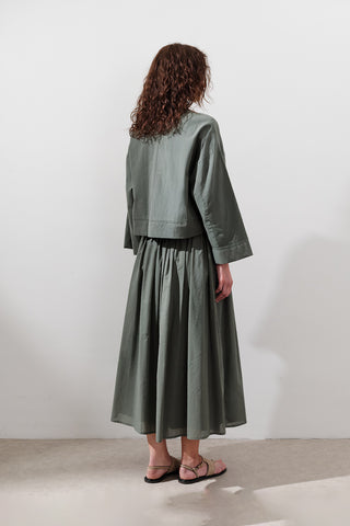 Cotton Crop Long Sleeve Top Pine Green