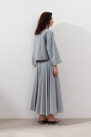 Cotton Crop Long Sleeve Top Dusty Blue