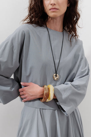 Cotton Crop Long Sleeve Top Dusty Blue