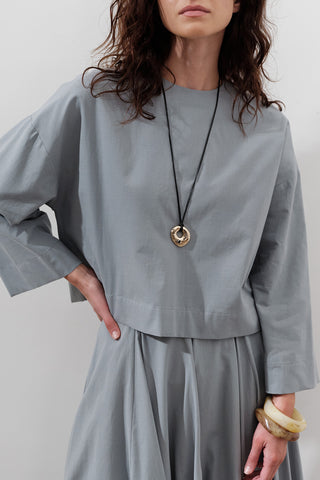 Cotton Crop Long Sleeve Top Dusty Blue