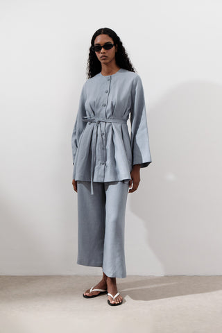 Linen Darted Tunic Blue