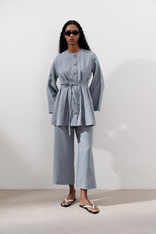 Linen Darted Tunic Blue