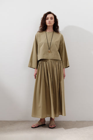 Wide Skirt With Tie Detail Sand