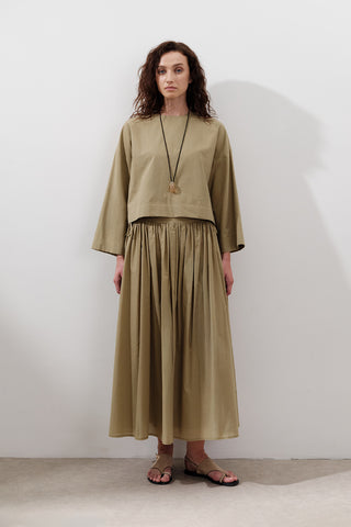 Wide Skirt With Tie Detail Sand
