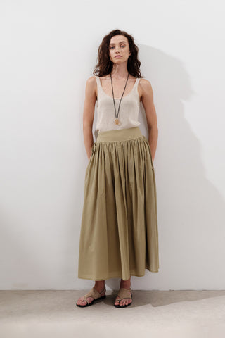 Wide Skirt With Tie Detail Sand