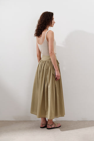 Wide Skirt With Tie Detail Sand