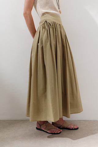 Wide Skirt With Tie Detail Sand