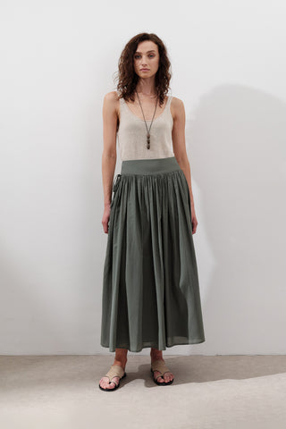 Wide Skirt With Tie Detail Pine Green