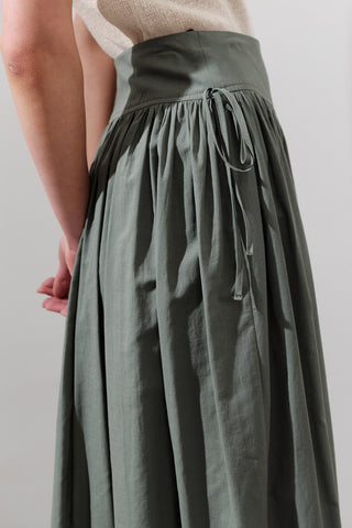 Wide Skirt With Tie Detail Pine Green