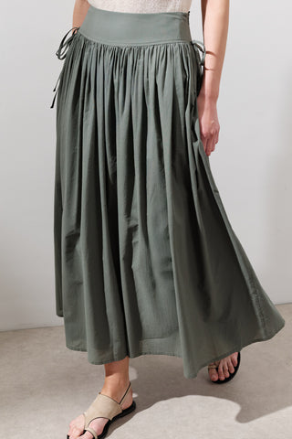 Wide Skirt With Tie Detail Pine Green