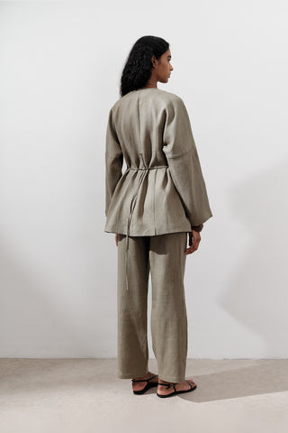 Fitted Linen Jacket Khaki