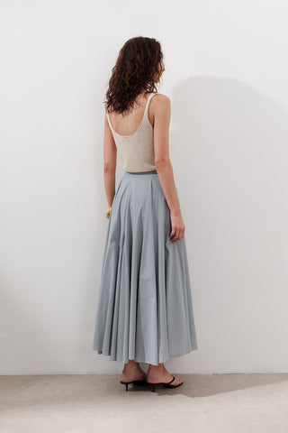 Panelled Cotton Maxi Skirt Blue