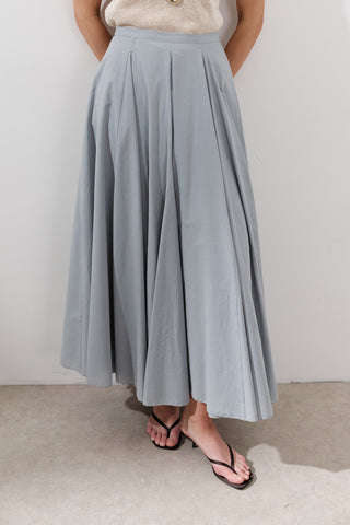 Panelled Cotton Maxi Skirt Blue