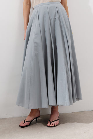 Panelled Cotton Maxi Skirt Blue