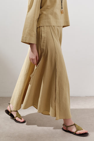 Cotton Tie-Waist Wrap Skirt Yellow