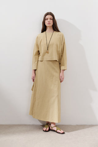 Cotton Tie-Waist Wrap Skirt Yellow