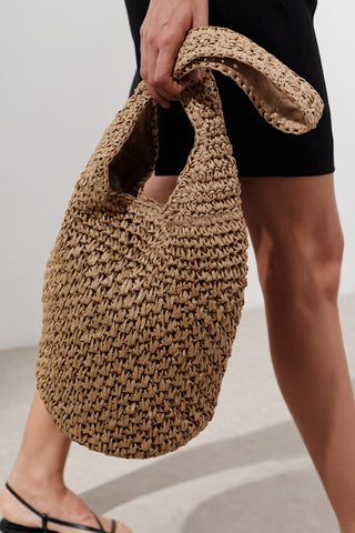 Braided Straw Crossbody Bag Natural