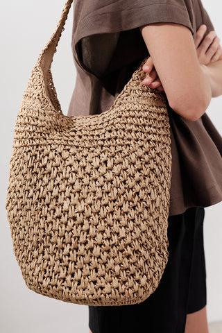 Braided Straw Crossbody Bag Natural