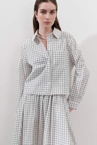 Patterned Poplin Shirt Ecru