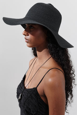 Wide-Brim Straw Hat Black