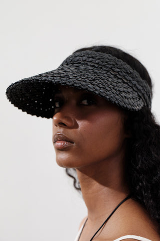 Straw Visor Hat Black