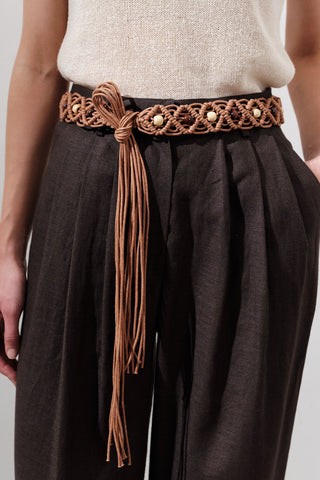 Rope-Tie Braided Belt Brown