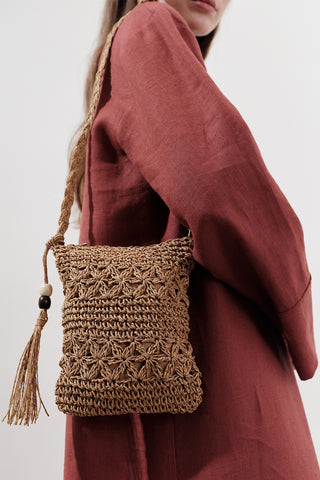 Mini Straw Bag With Tassel Natural