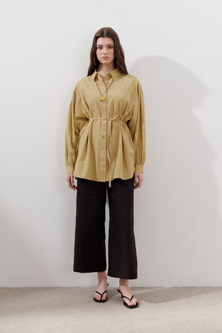Cotton Balloon Sleeve Shirt Yellow
