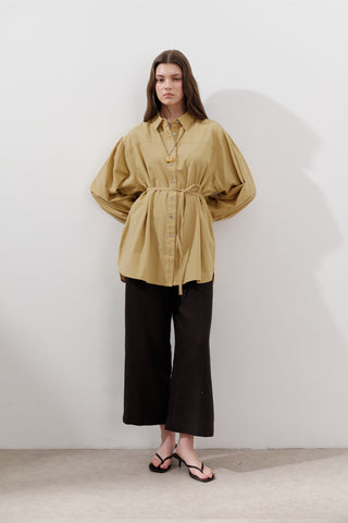 Cotton Balloon Sleeve Shirt Yellow
