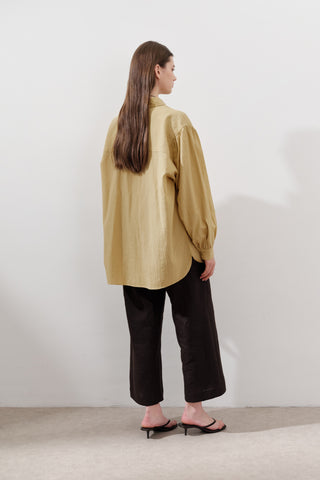 Cotton Balloon Sleeve Shirt Yellow