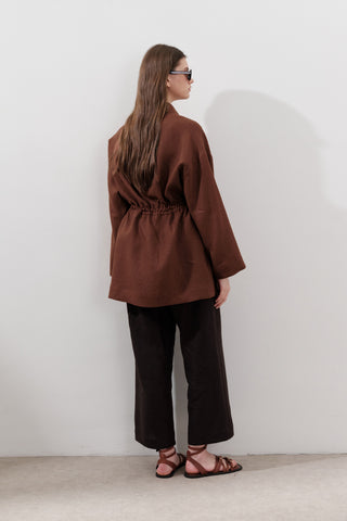 Linen Waist-Tie Tunic Copper