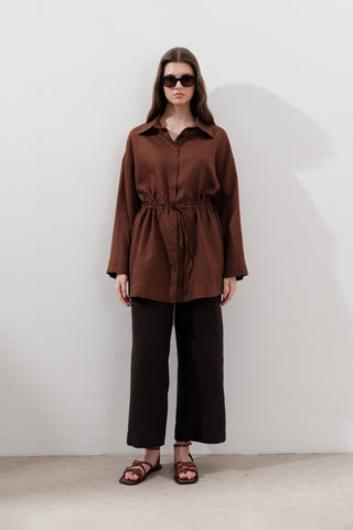 Linen Waist-Tie Tunic Copper