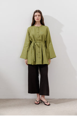 Linen Darted Tunic Apple Green