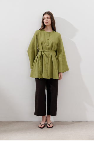 Linen Darted Tunic Apple Green
