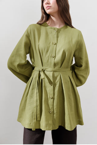 Linen Darted Tunic Apple Green