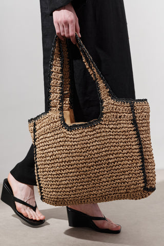 Contrast-Detail Straw Bag Natural