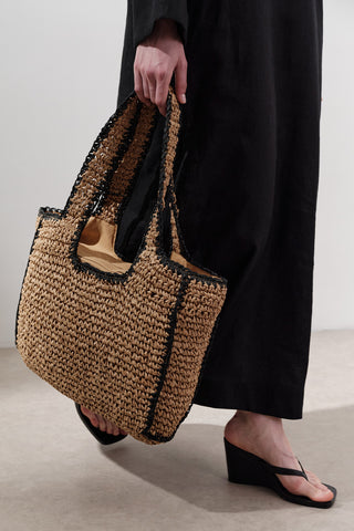 Contrast-Detail Straw Bag Natural