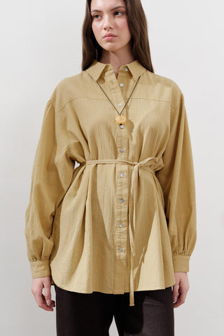 Cotton Balloon Sleeve Shirt Yellow