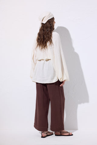 Muslin Tie Blouse Beige