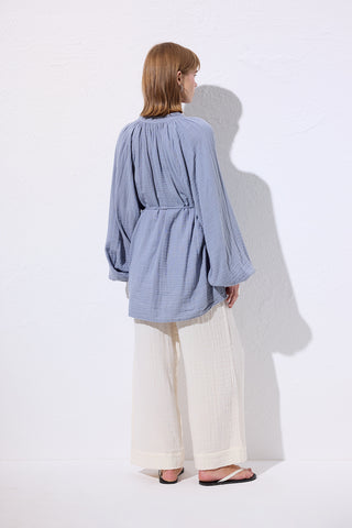 Muslin Tie Blouse Blue