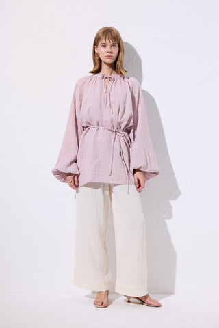 Muslin Tie Blouse Powder