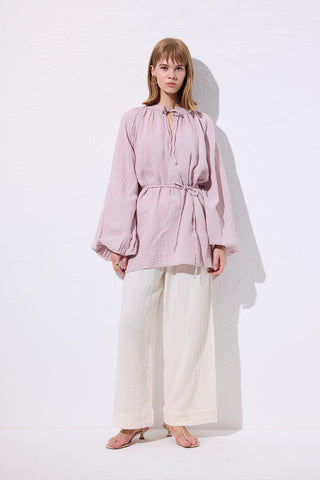 Muslin Tie Blouse Powder