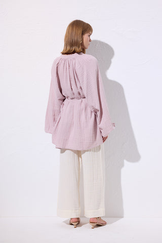Muslin Tie Blouse Powder