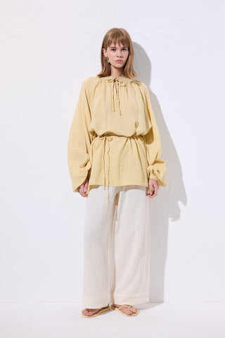 Muslin Tie Blouse Yellow