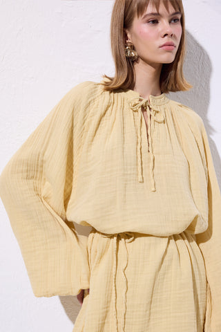 Muslin Tie Blouse Yellow