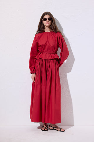 Tie Detail Cropped Blouse Red